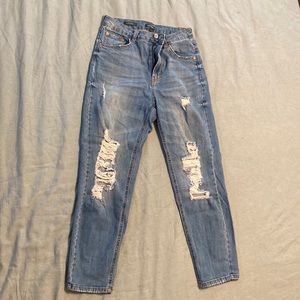 High Rise Distressed Mom Jeans